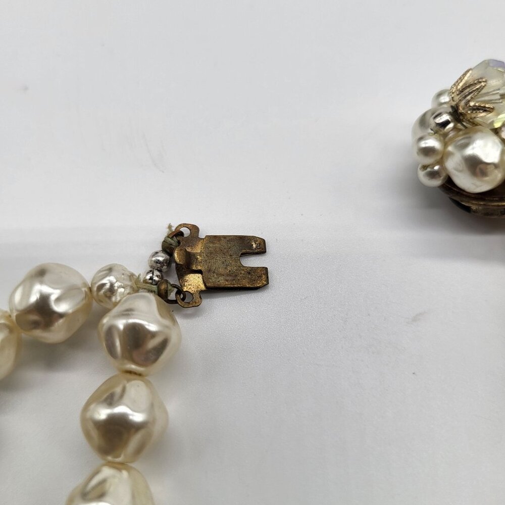 VTG Double Strand Faux Pearl and Faceted Bead Necklace JAPAN - Picture 11 of 15